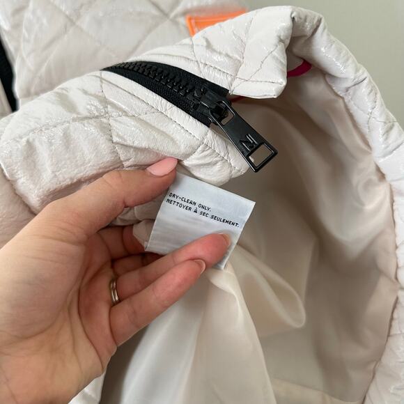 Nikki Jones Montreal Spring 24 Collection Hooded Mid-Length Quilted Vest Cream M - Picture 10 of 12